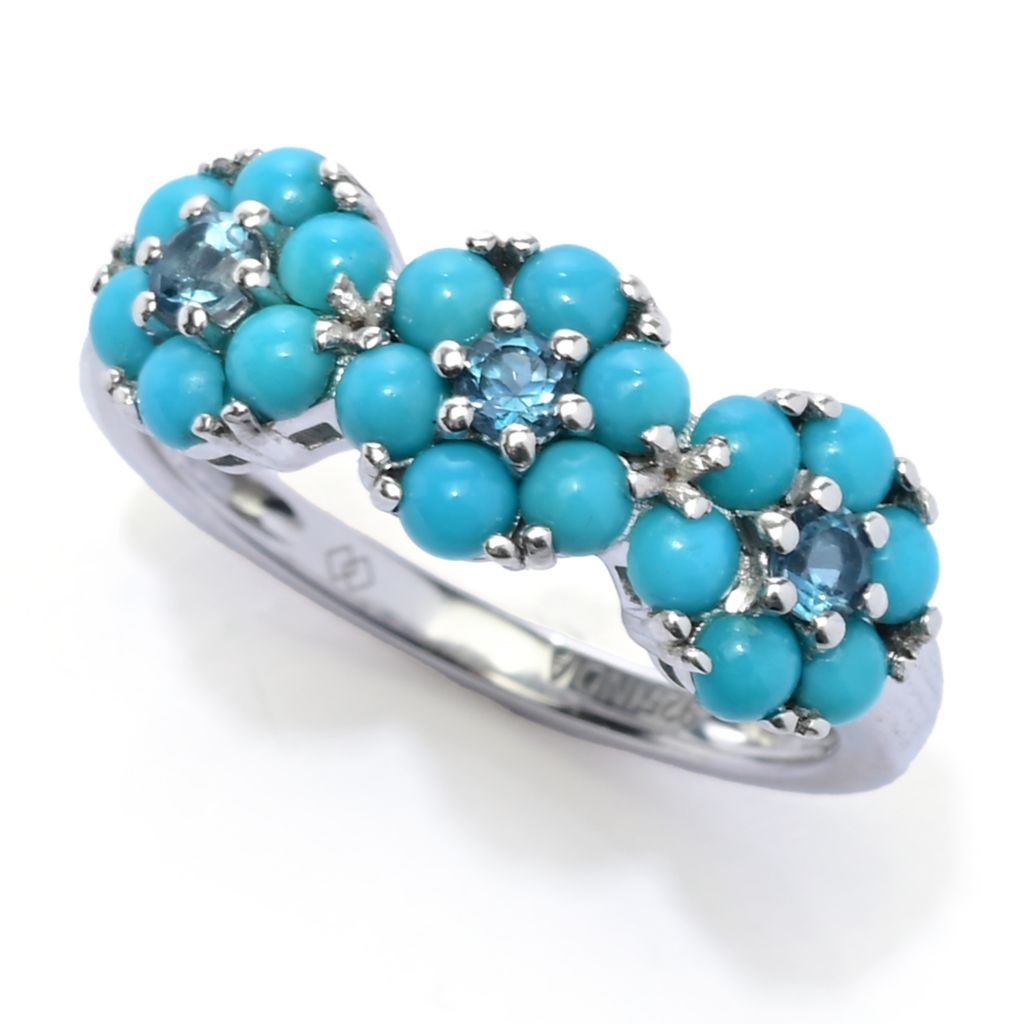 Gem Treasures Sleeping Beauty Turquoise & London Blue Topaz Flower Ring by Steals