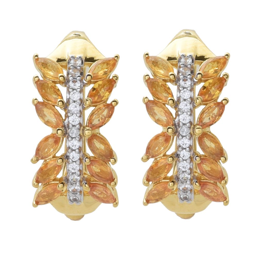 Gem Treasures 2.84ctw Exotic Sapphire & Zircon J-Hoop Earrings by Steals