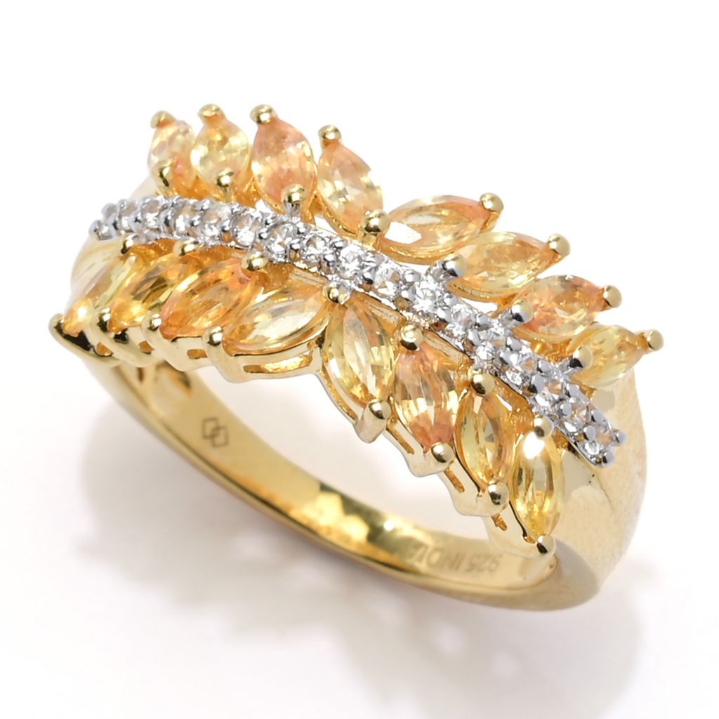 Gem Treasures 18K Vermeil Choice of 1.90ctw Exotic Sapphire & Zircon Ring by Steals