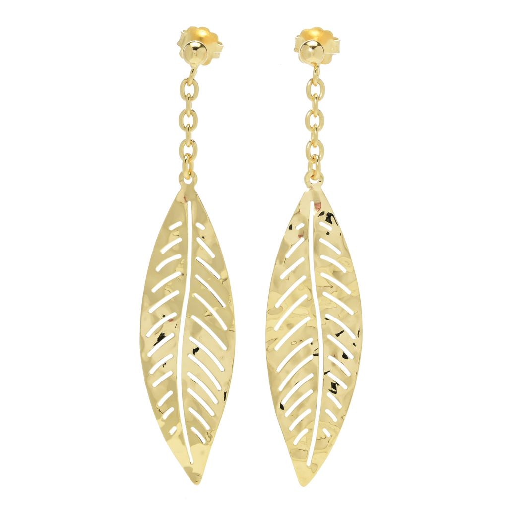 Toscana Italiana 18K Gold Plated Acqua Bagnata Leaf 2.75" Dangle Earrings by Steals