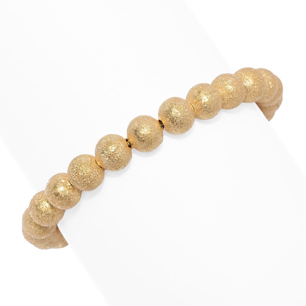 Toscana Italiana 18K Gold Plated Choice of Finish & Size 8mm Beaded Bracelet by Steals
