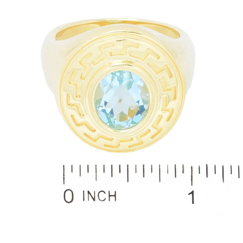 Toscana Italiana 18K Gold Plated Choice of Gemstone Greek Key Halo Ring by Steals