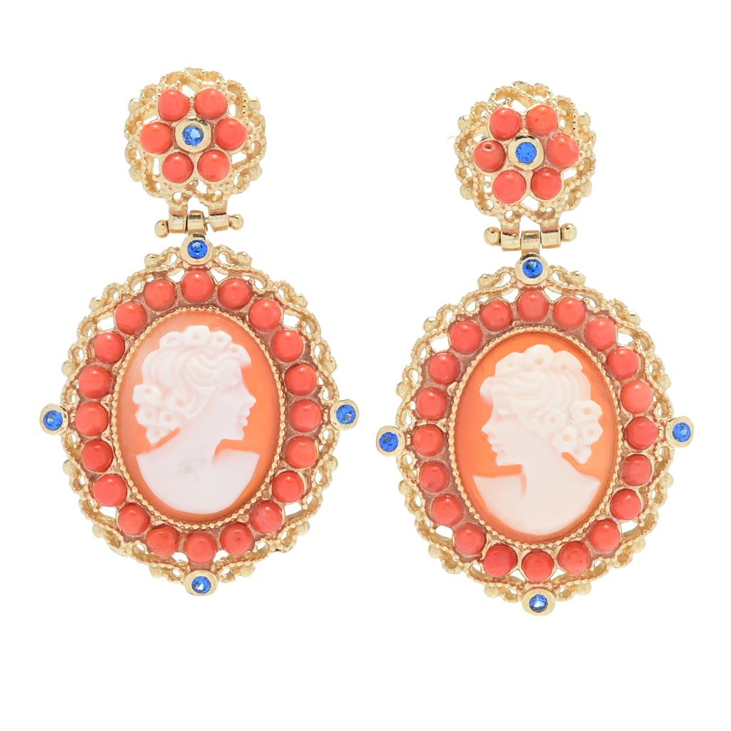 Cameo Italiano "Victoria" 16x12mm Shell Cameo & Choice of Gem Earrings by Steals