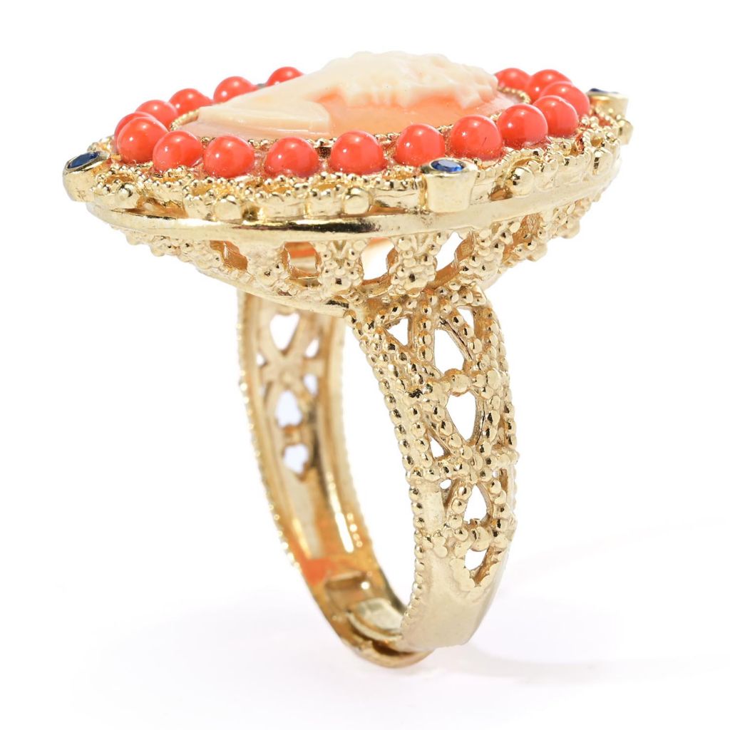 Cameo Italiano "Victoria" 16x12mm Shell Portrait Cameo & Choice of Gem Ring by Steals