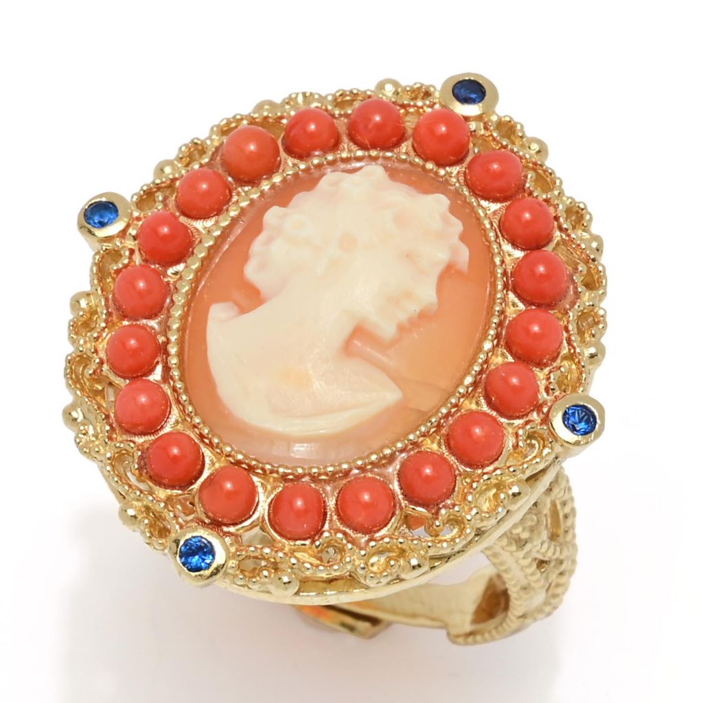 Cameo Italiano "Victoria" 16x12mm Shell Portrait Cameo & Choice of Gem Ring by Steals