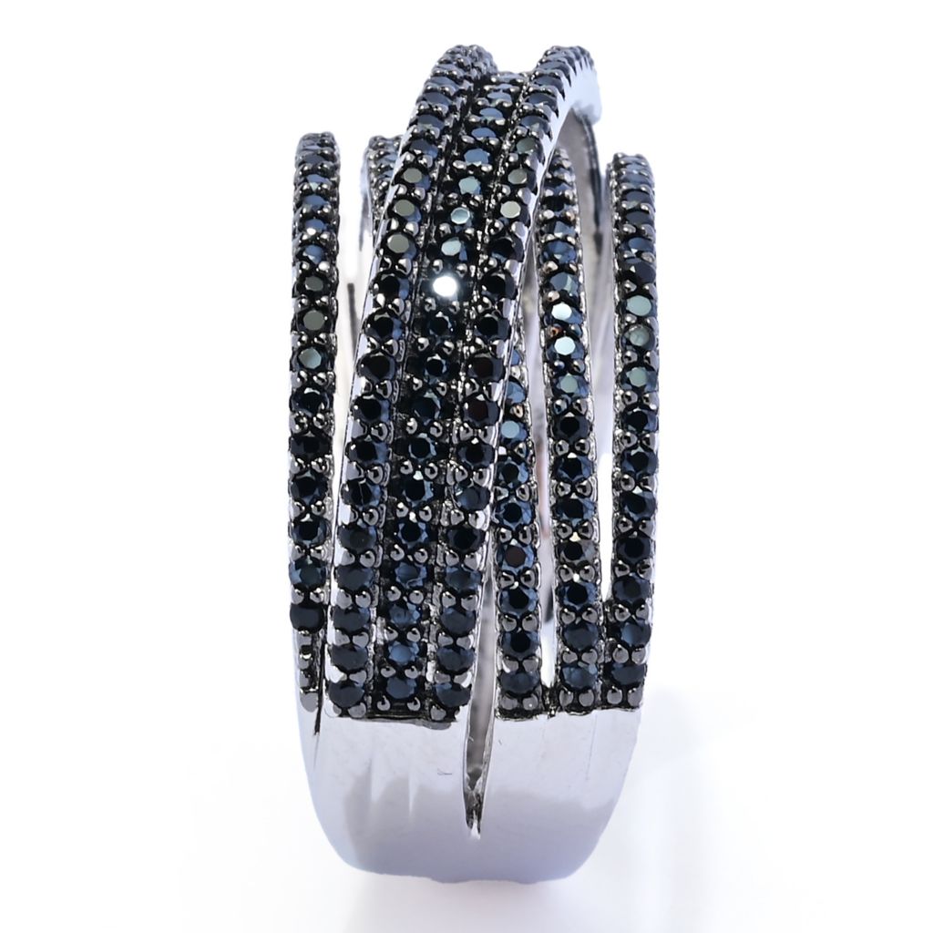 Platinum Plated Choice of Black Spinel or Zircon Highway Ring by Steals