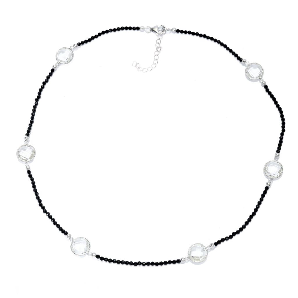 Platinum Plated 37.50ctw White Topaz & Black Spinel Necklace by Steals