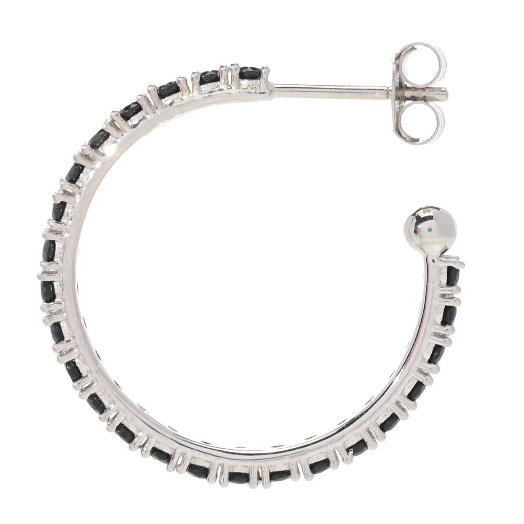 Platinum Plated Polished Choice of Gemstone 1" Hoop Earrings by Steals