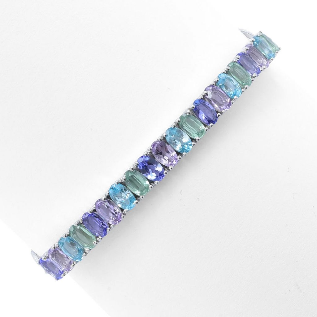 Platinum Plated "Shades of Spring" 5.60ctw Multi Gem Adjustable Bolo Bracelet by Steals