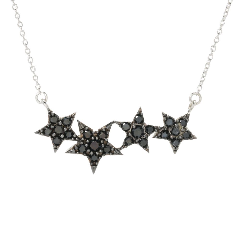 Platinum Plated Choice of Gemstone Shooting Stars East-West 18"+2" Necklace by Steals