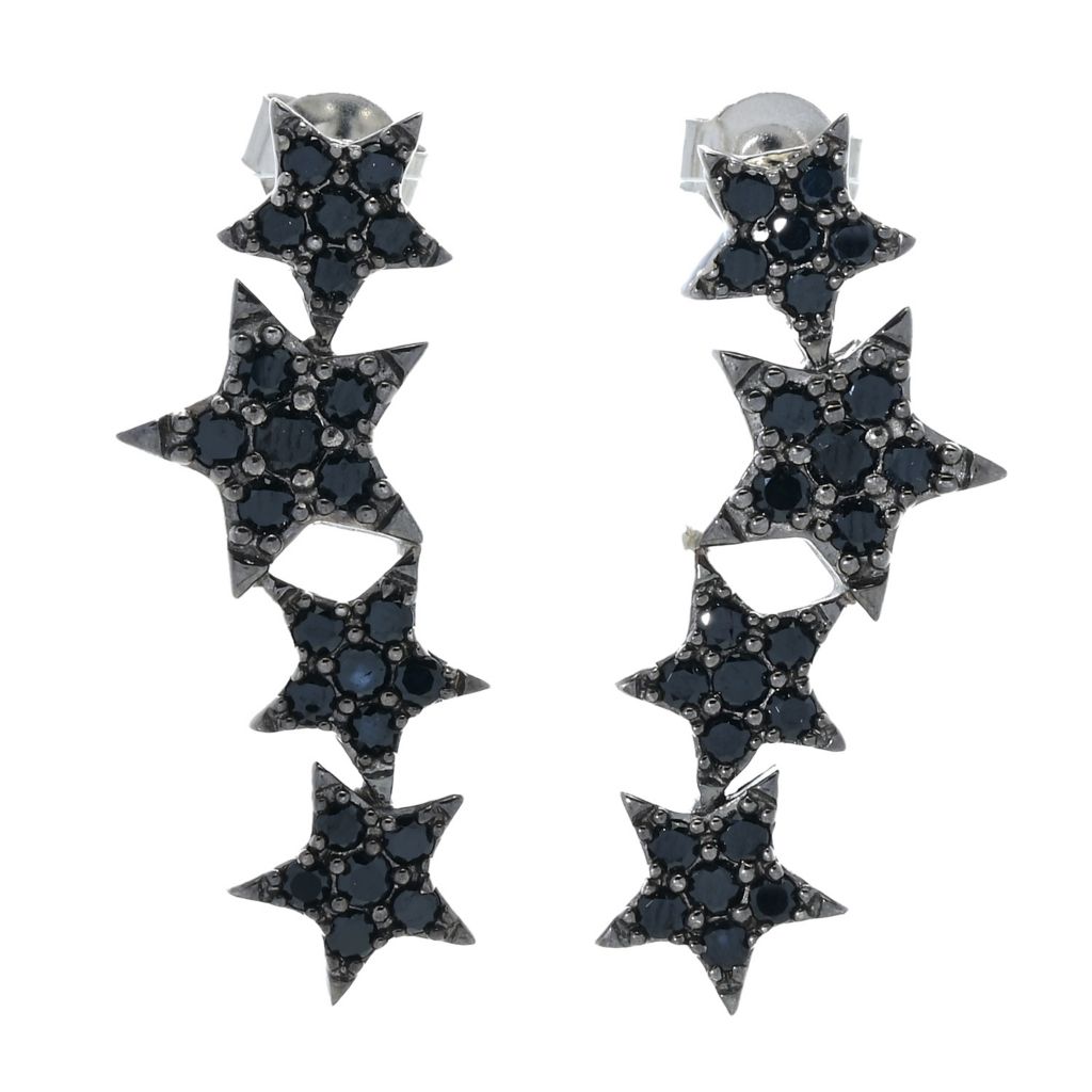 Platinum Plated Choice of Gemstone Shooting Stars Dangle Earrings by Steals