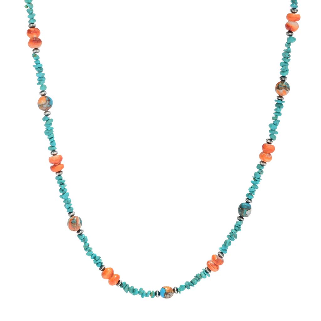 Southwest Elements Kingman Turquoise & Spiny Oyster Beaded Necklace by Steals