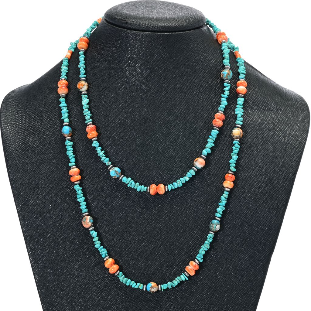 Southwest Elements Kingman Turquoise & Spiny Oyster Beaded Necklace by Steals
