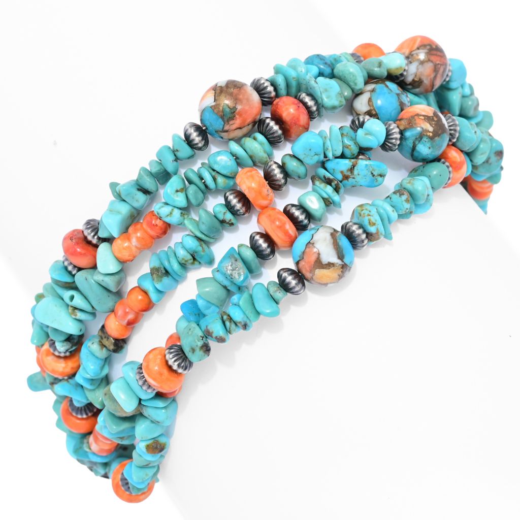 Southwest Elements Kingman Turquoise & Spiny Oyster Beaded Bracelet by Steals