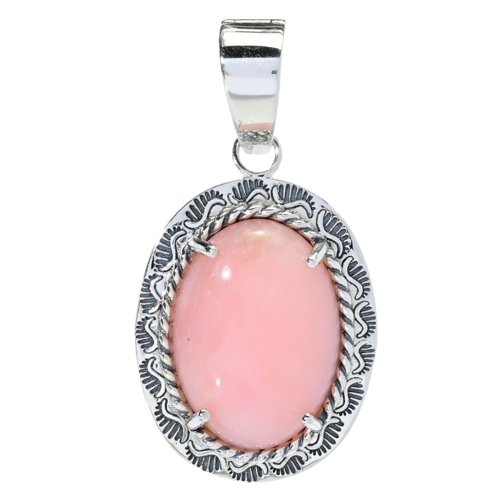 Southwest Elements 30x25mm Peruvian Pink Opal Enhancer Pendant by Steals