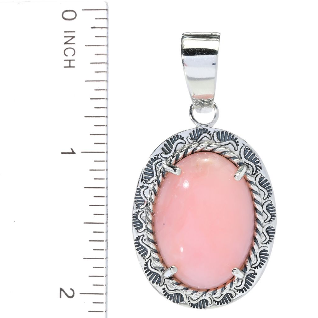 Southwest Elements 30x25mm Peruvian Pink Opal Enhancer Pendant by Steals