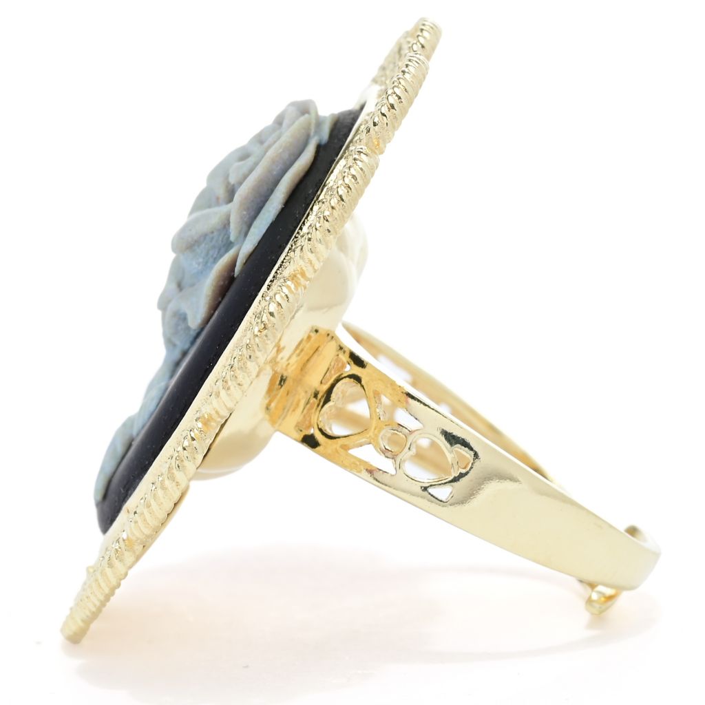 Graziella 23K Gold Plated Carved Rose Cameo Antiqued Frame Ring by Steals
