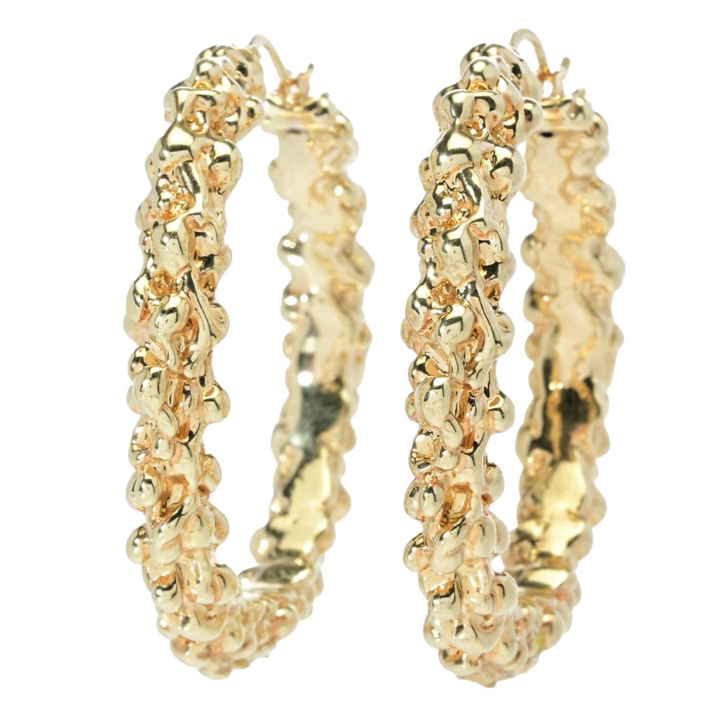 Graziella 23K Gold Plated Electroform Textured Hoop Earrings by Steals