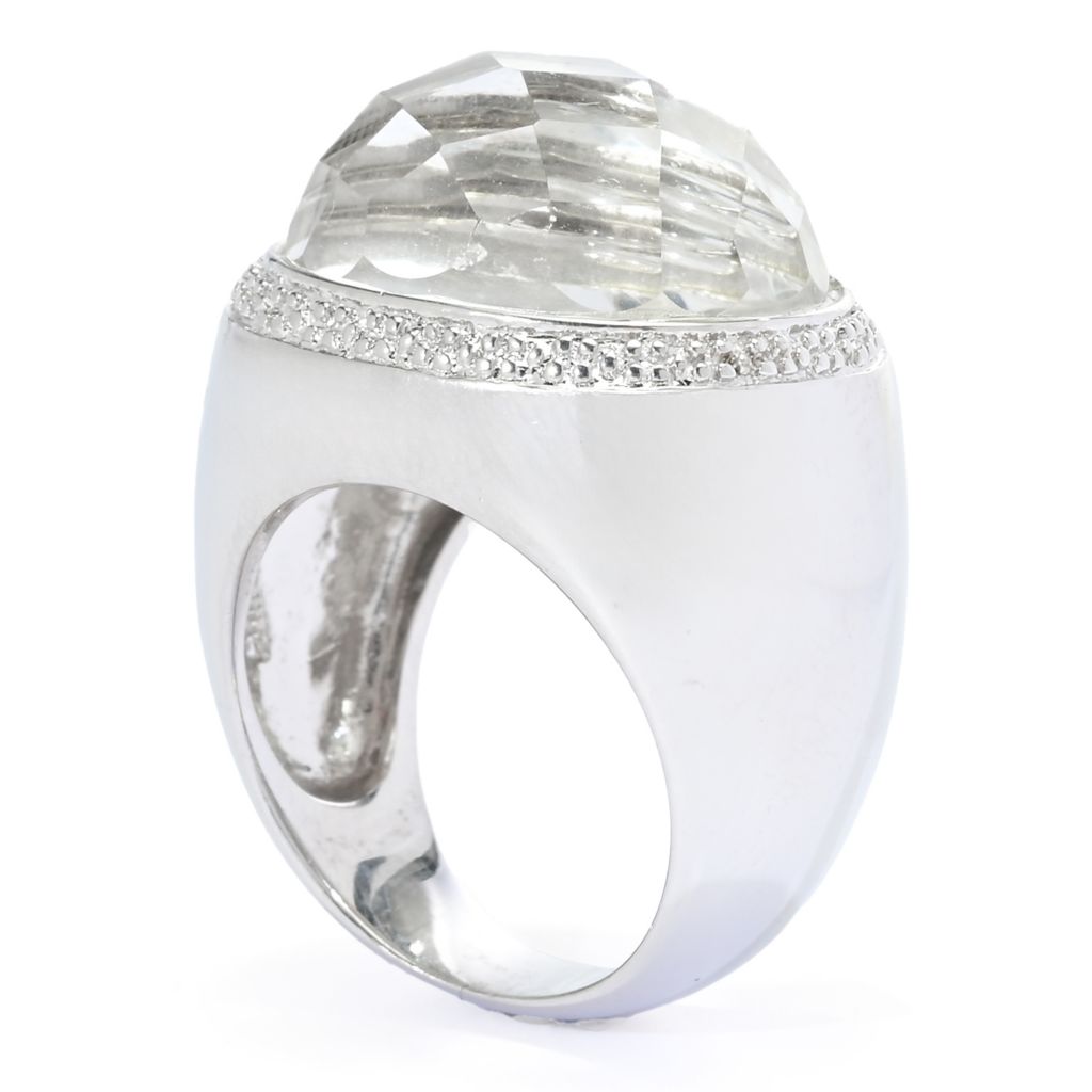Far East Jewelry Sterling Silver 20x15mm White Quartz East-West Ring by Steals