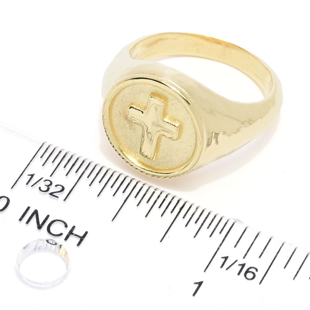 Toscana Italiana 18K Gold Plated Acqua Bagnata Signet Style Cross Ring by Steals