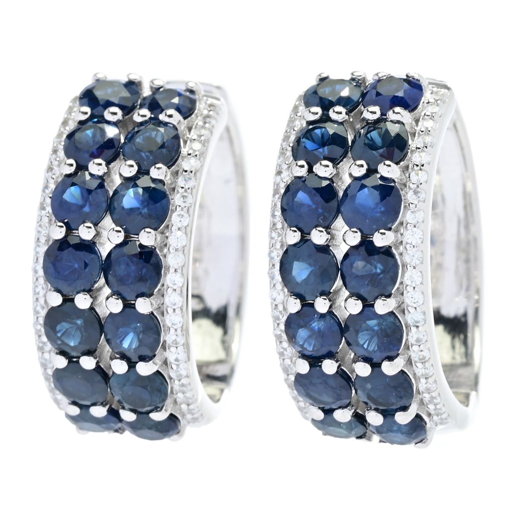 Gem Treasures 6.73ctw Australian Blue Sapphire & Zircon Hoop Earrings by Steals