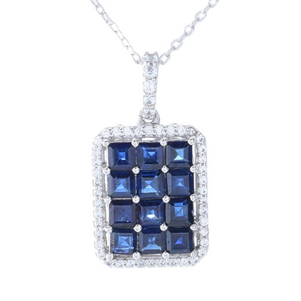Gem Treasures 3.96ctw Australian Blue Sapphire & Zircon Pendant w/ Chain by Steals