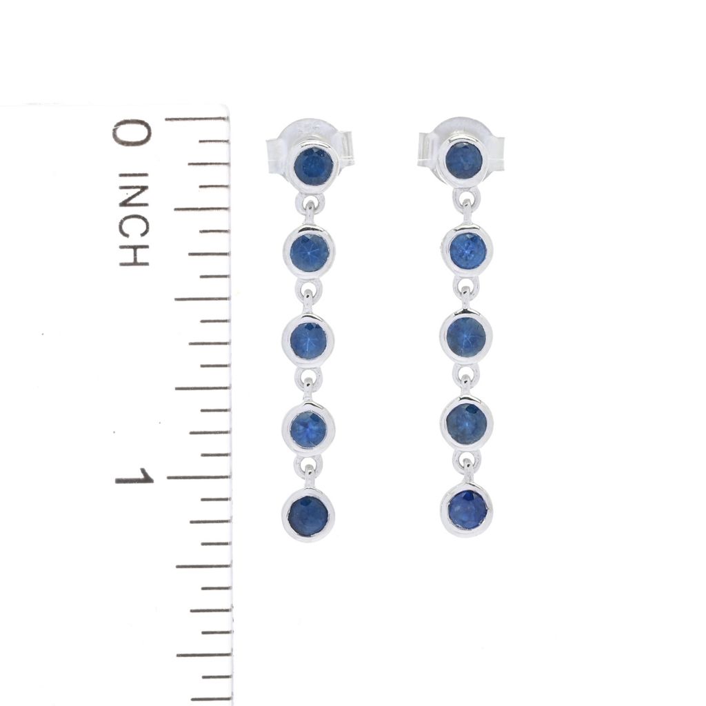 Gem Treasures 1.30ctw Bezel Set Australian Blue Sapphire Dangle Earrings by Steals
