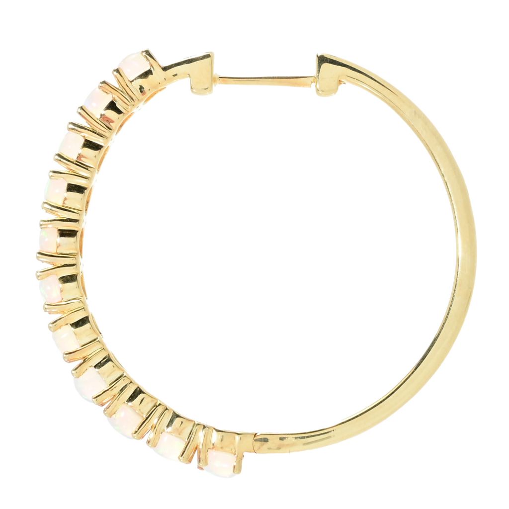 Gem Treasures 18K Vermeil or Sterling Silver Ethiopian Opal Hoop Earrings by Steals