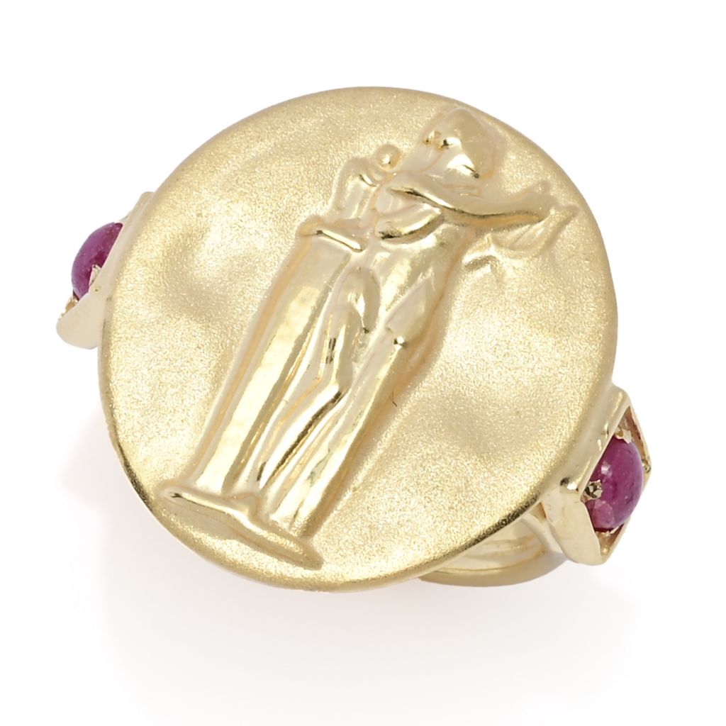 Tagliamonte 14K Gold Polished & Satin Ruby Accented Euterpe Cameo Ring by Steals
