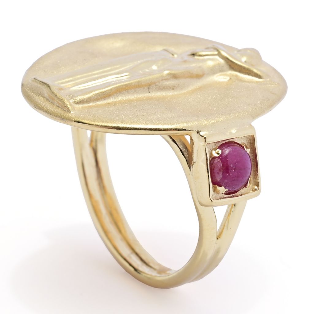 Tagliamonte 14K Gold Polished & Satin Ruby Accented Euterpe Cameo Ring by Steals