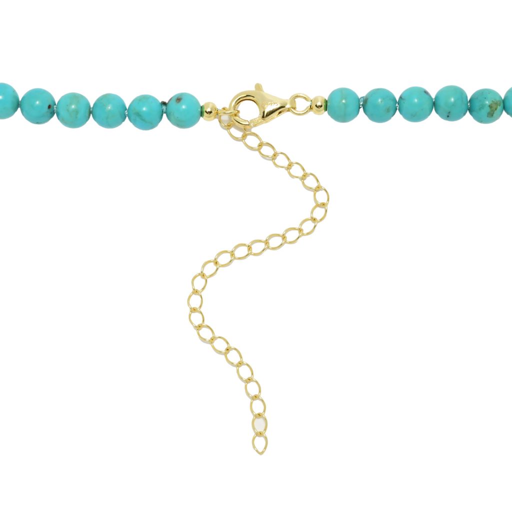 Elemental Gems 6mm Turquoise Bead & Hammered Rondelle 18"+3" Necklace by Steals