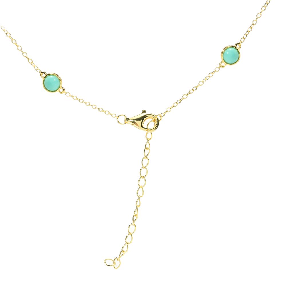 Elemental Gems Salmon Coral & Campitos Turquoise 20"+2" Station Necklace by Steals