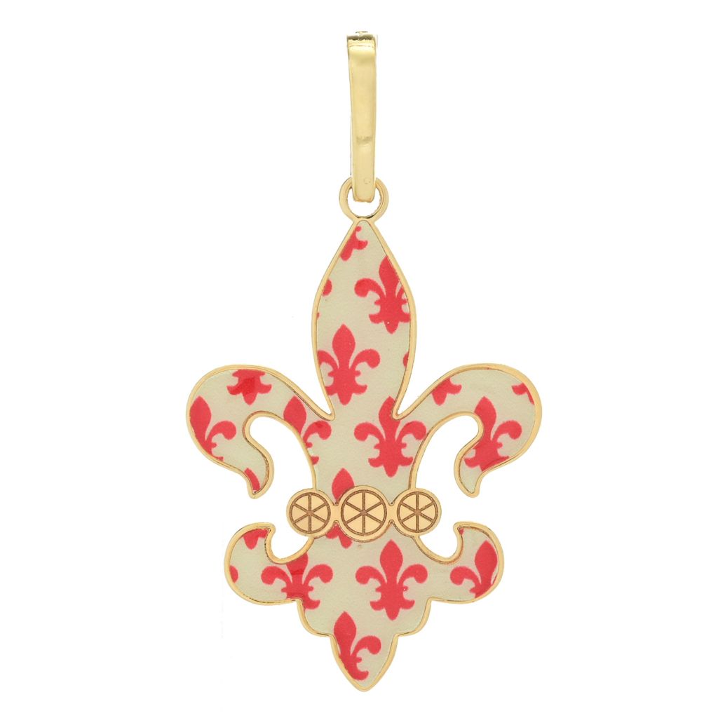 Toscana Italiana "Flora Carta" Printed Paper & Enamel Fleur-De-Lis Pendant by Steals