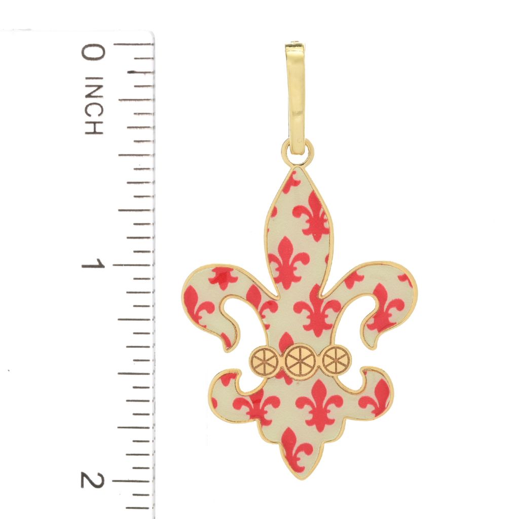 Toscana Italiana "Flora Carta" Printed Paper & Enamel Fleur-De-Lis Pendant by Steals