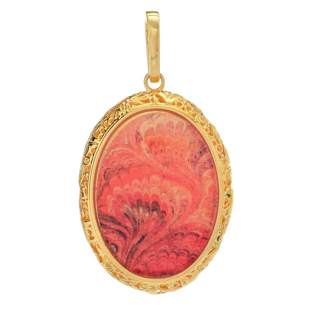 Toscana Italiana "Flora Carta" Printed Paper & Enamel Filigree Pendant by Steals