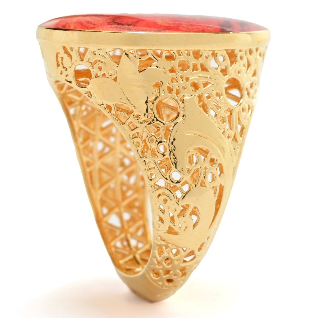 Toscana Italiana "Flora Carta" Oval Printed Paper & Enamel Filigree Ring by Steals