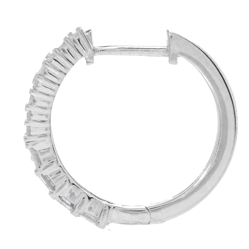 Diamond Treasures 0.35ctw Tapered Baguette & Round Diamond Hoop Earrings by Steals