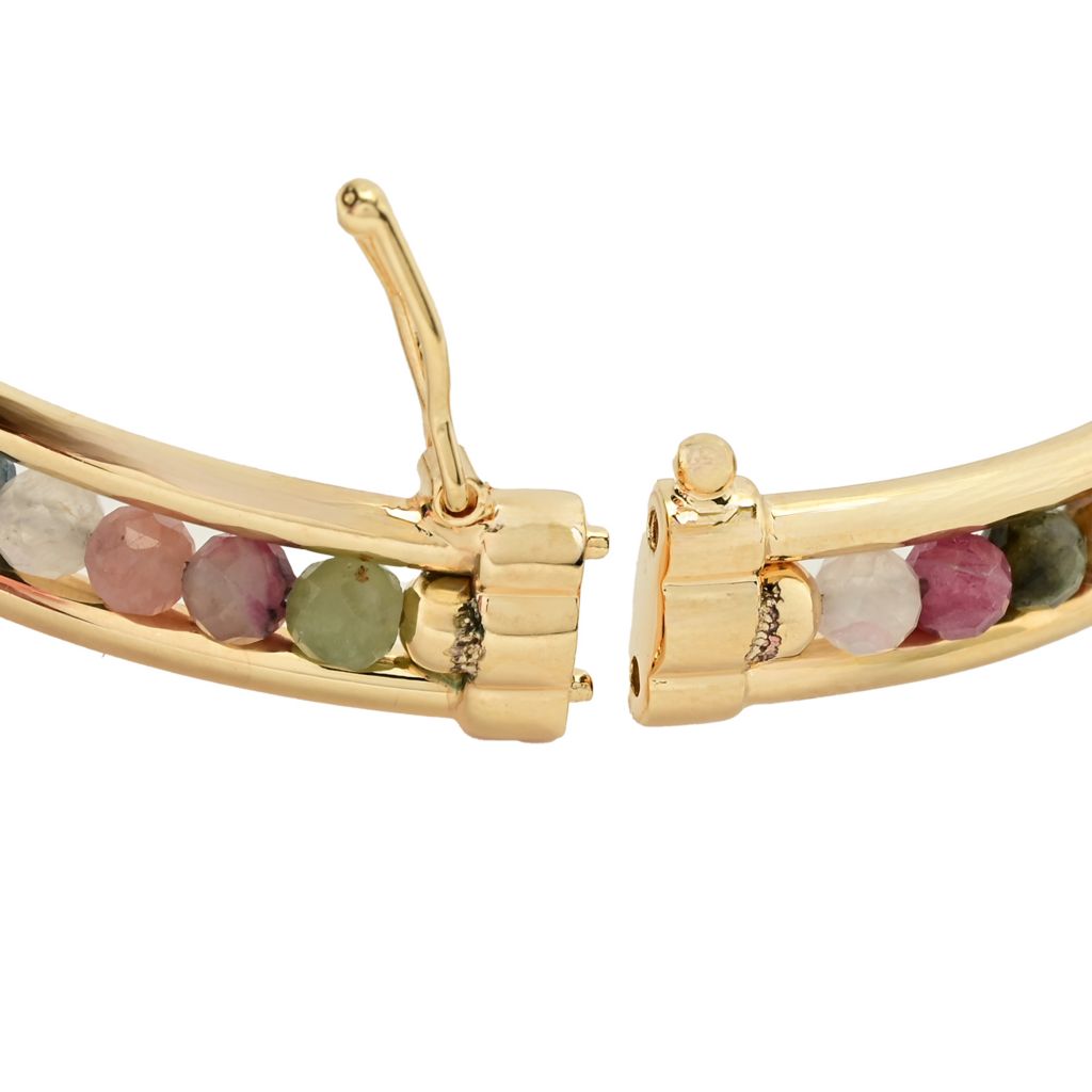 Toscana Italiana 18K Gold Plated Choice of Gem Bead Bangle Bracelet by Steals