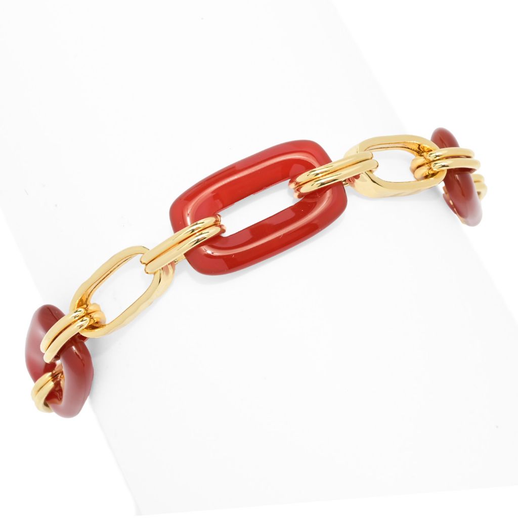Toscana Italiana 18K Gold Plated Acqua Bagnata Choice of Gem Paperclip Bracelet by Steals