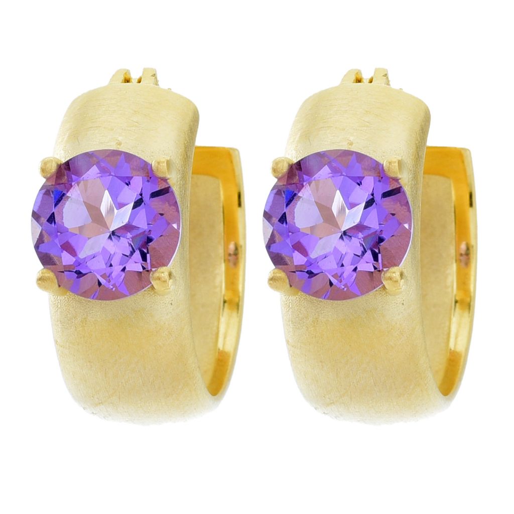 Toscana Italiana 18K Gold Plated Choice of Gem Setosa Huggie Hoop Earrings by Steals