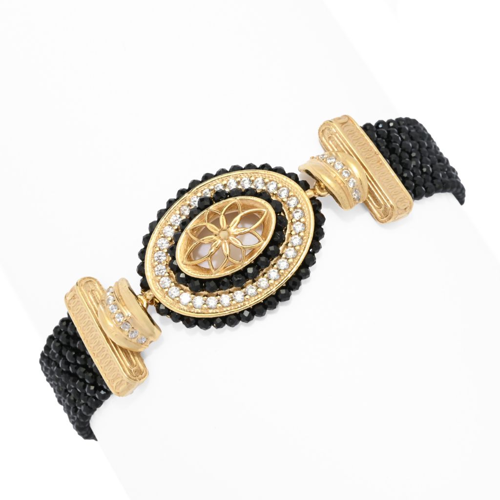 Gaetano Vitiello "Persia" Black Onyx & Simulated Diamond Multi Row Bracelet by Steals