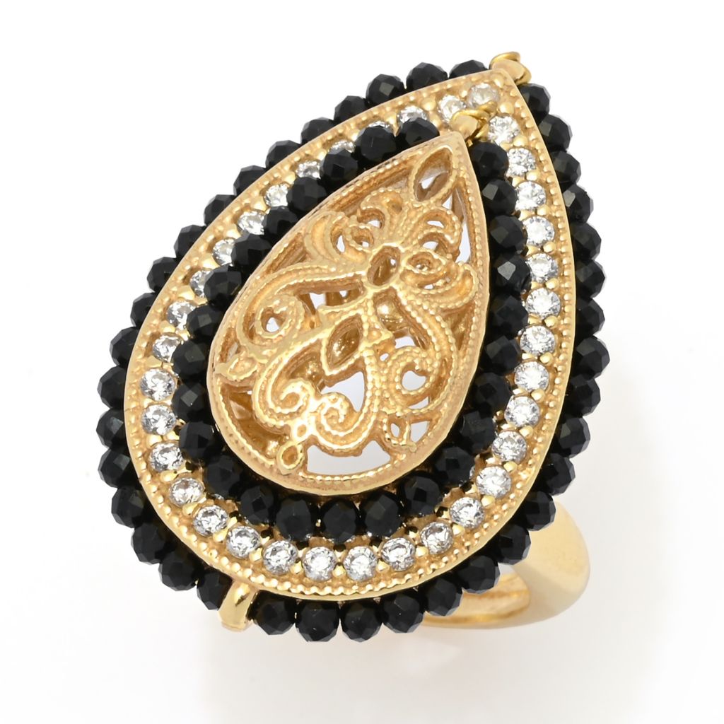 Gaetano Vitiello "Persia" Black Onyx & Simulated Diamond Filigree Ring by Steals