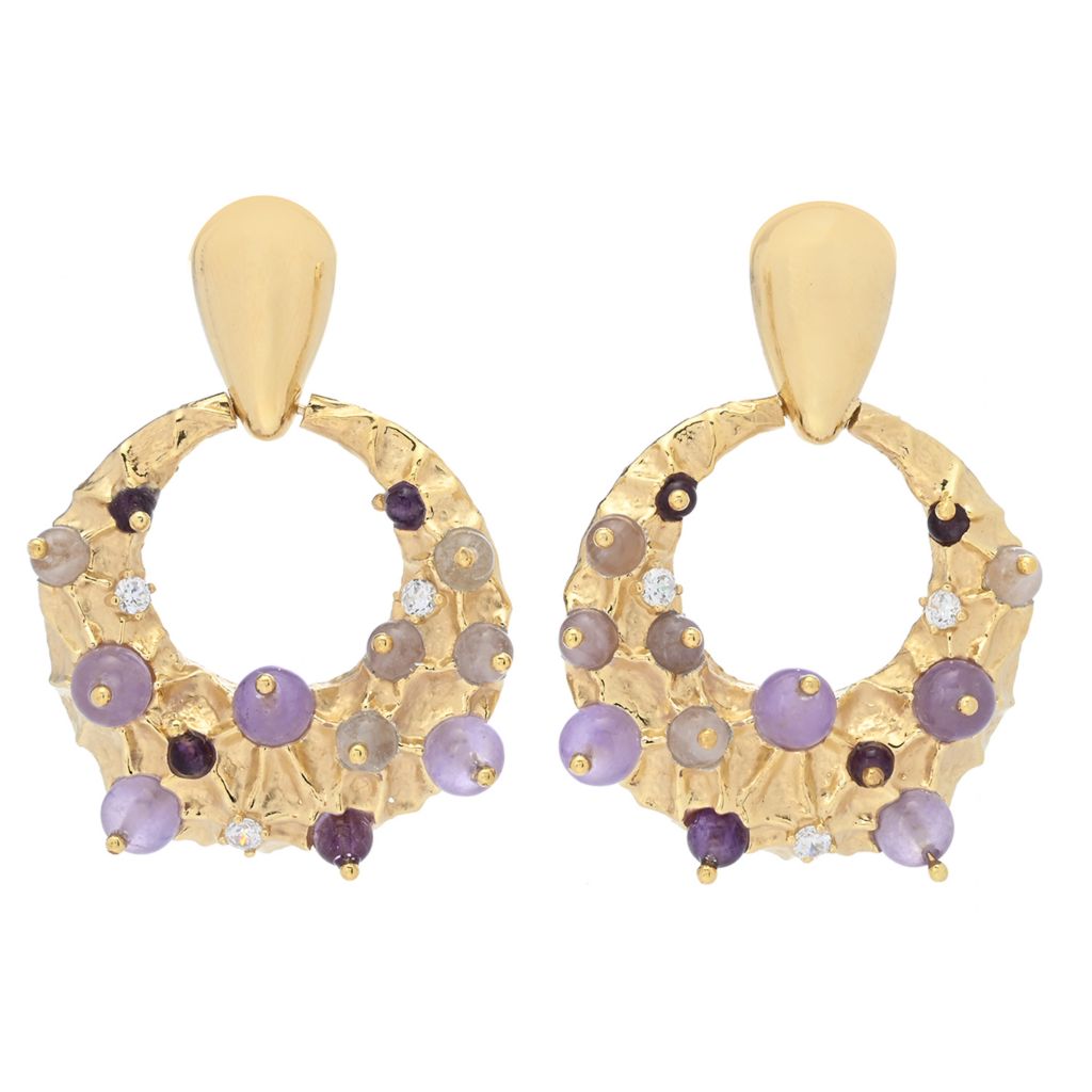 Gaetano Vitiello "Bolle" Amethyst & Simulated Diamond Drop Earrings by Steals