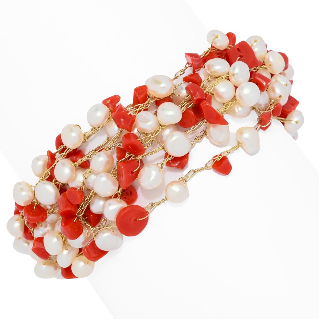 Gaetano Vitiello "Uncinetto" Gemstone Chip & Cultured Pearl Bracelet by Steals