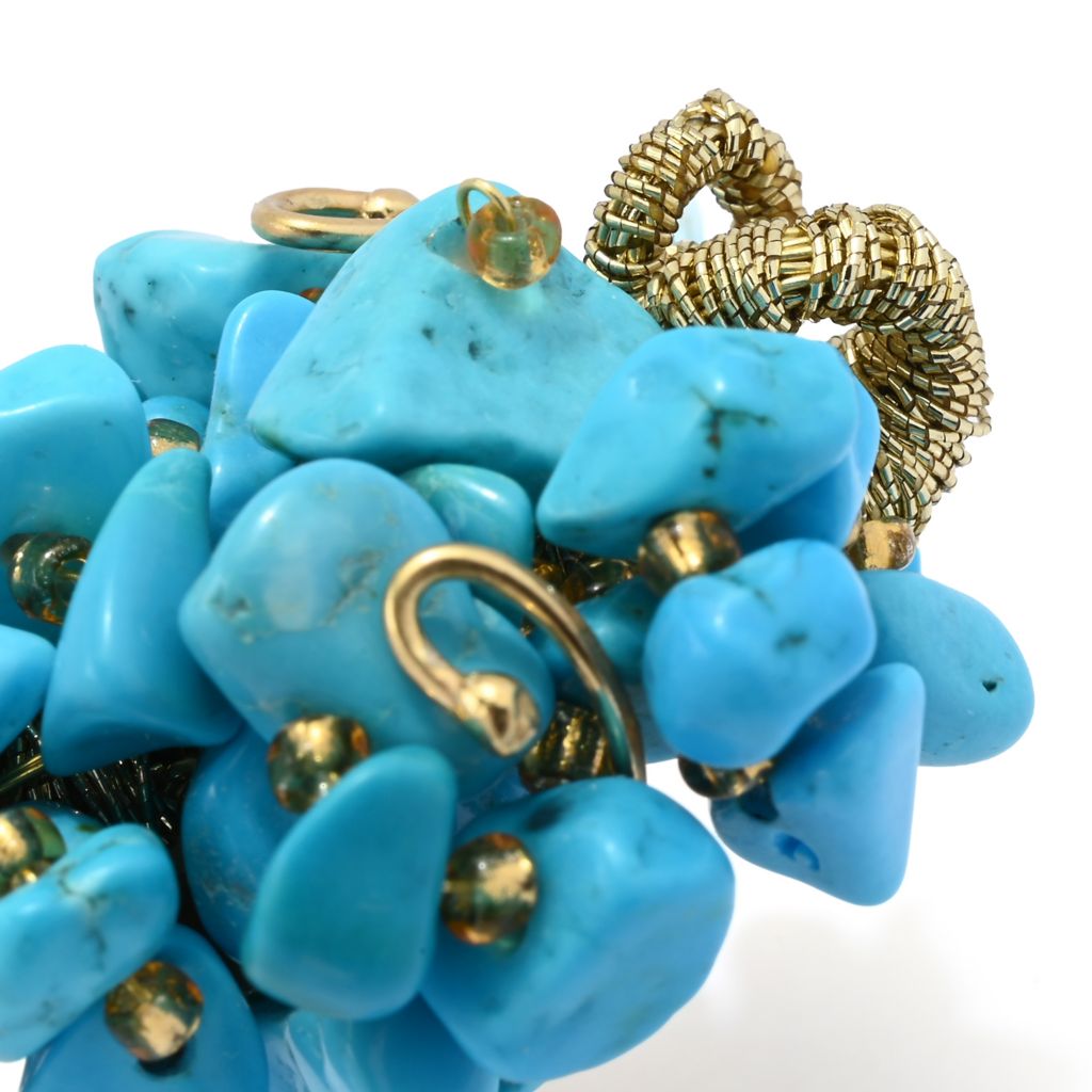 Gaetano Vitiello 18K Gold Plated "Uncinetto" Turquoise Chip Cluster Ring by Steals