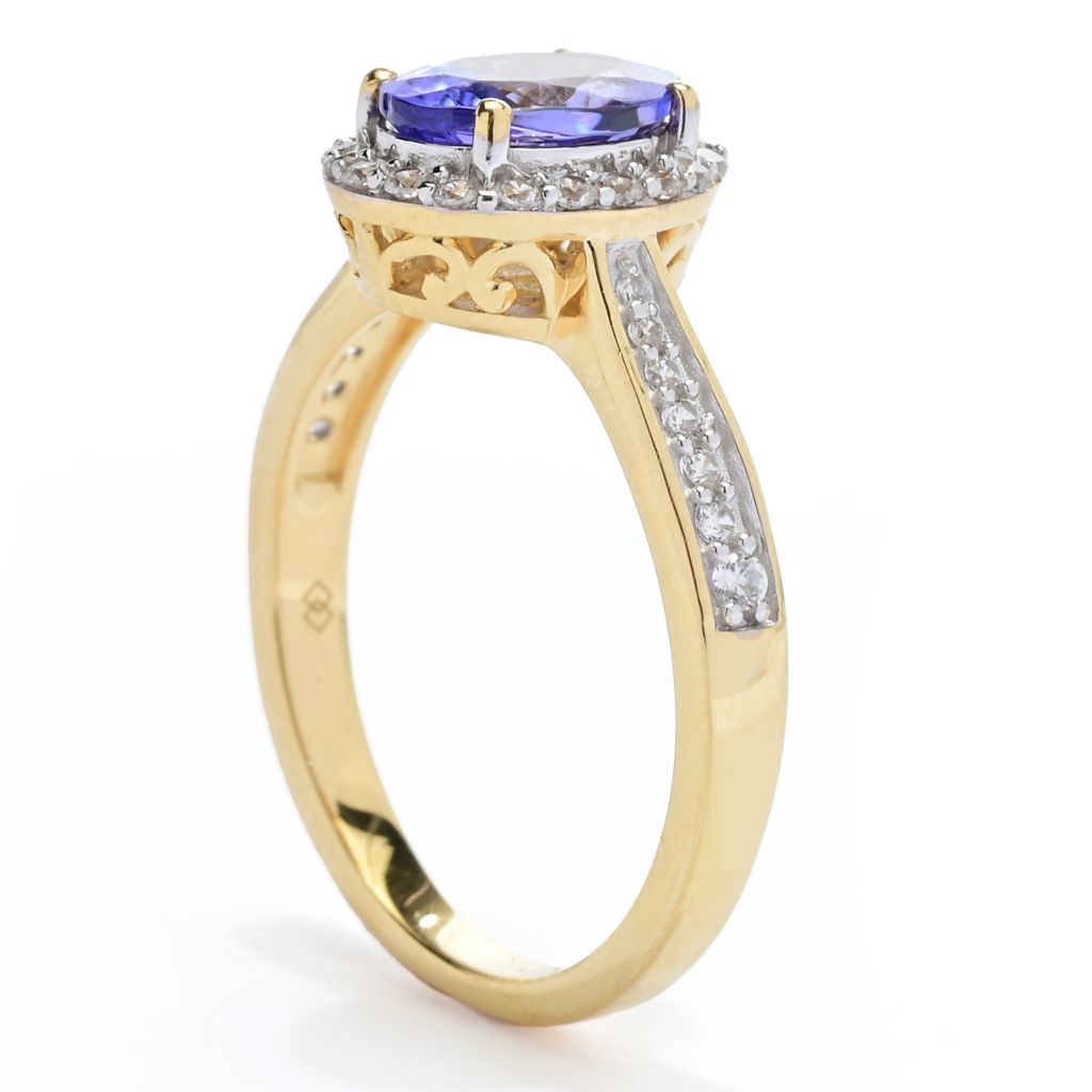 Gem Treasures 2.02ctw Oval Tanzanite & White Zircon Halo Ring by Steals