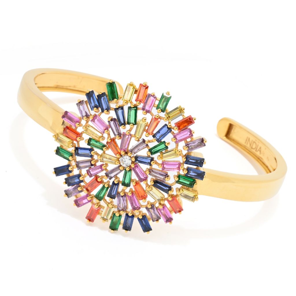 "Color Crush" 18.34 DEW Simulated Gemstone Cuff Bracelet by Steals