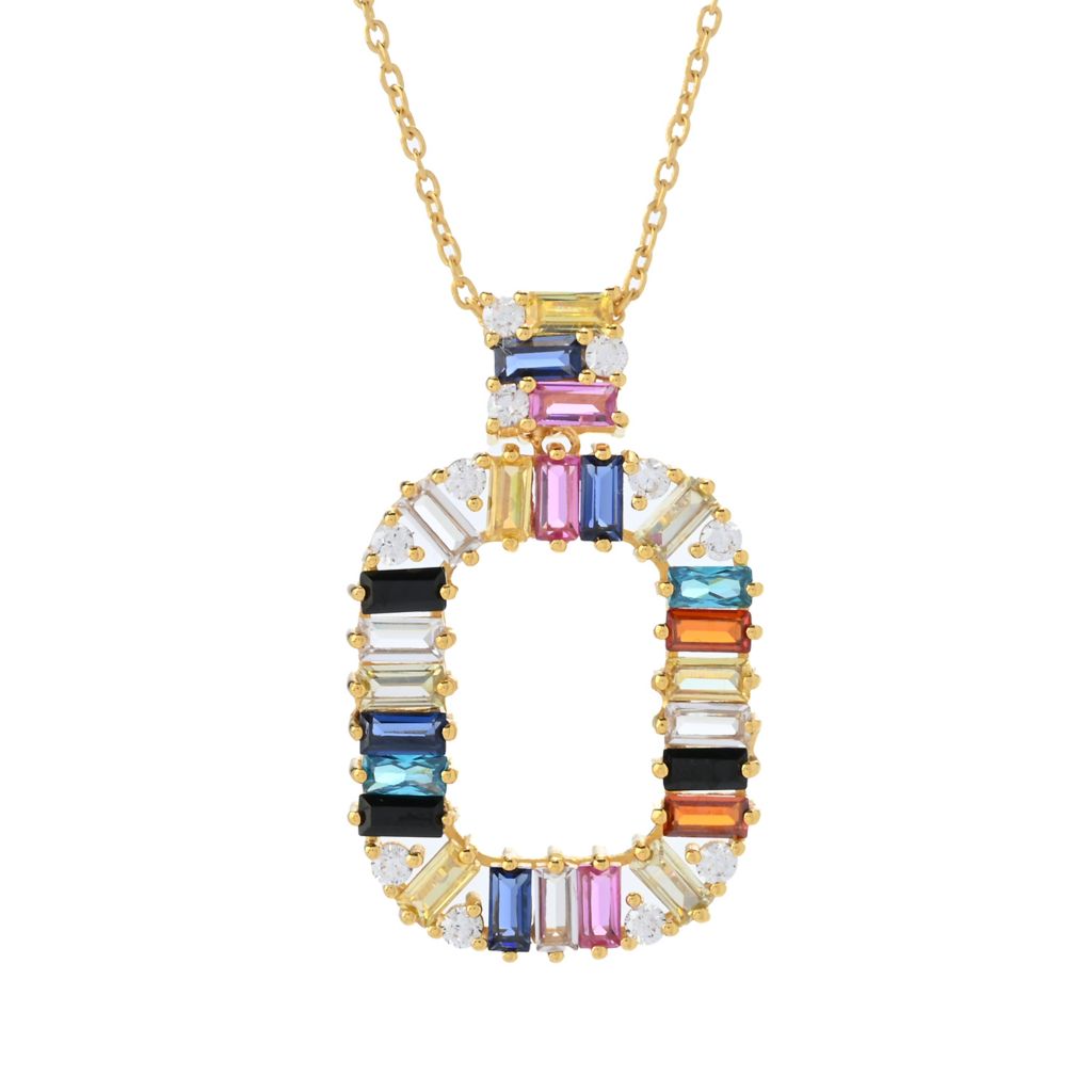 "Color Crush" Simulated Gem Baguette Open Pendant w/ Chain by Steals