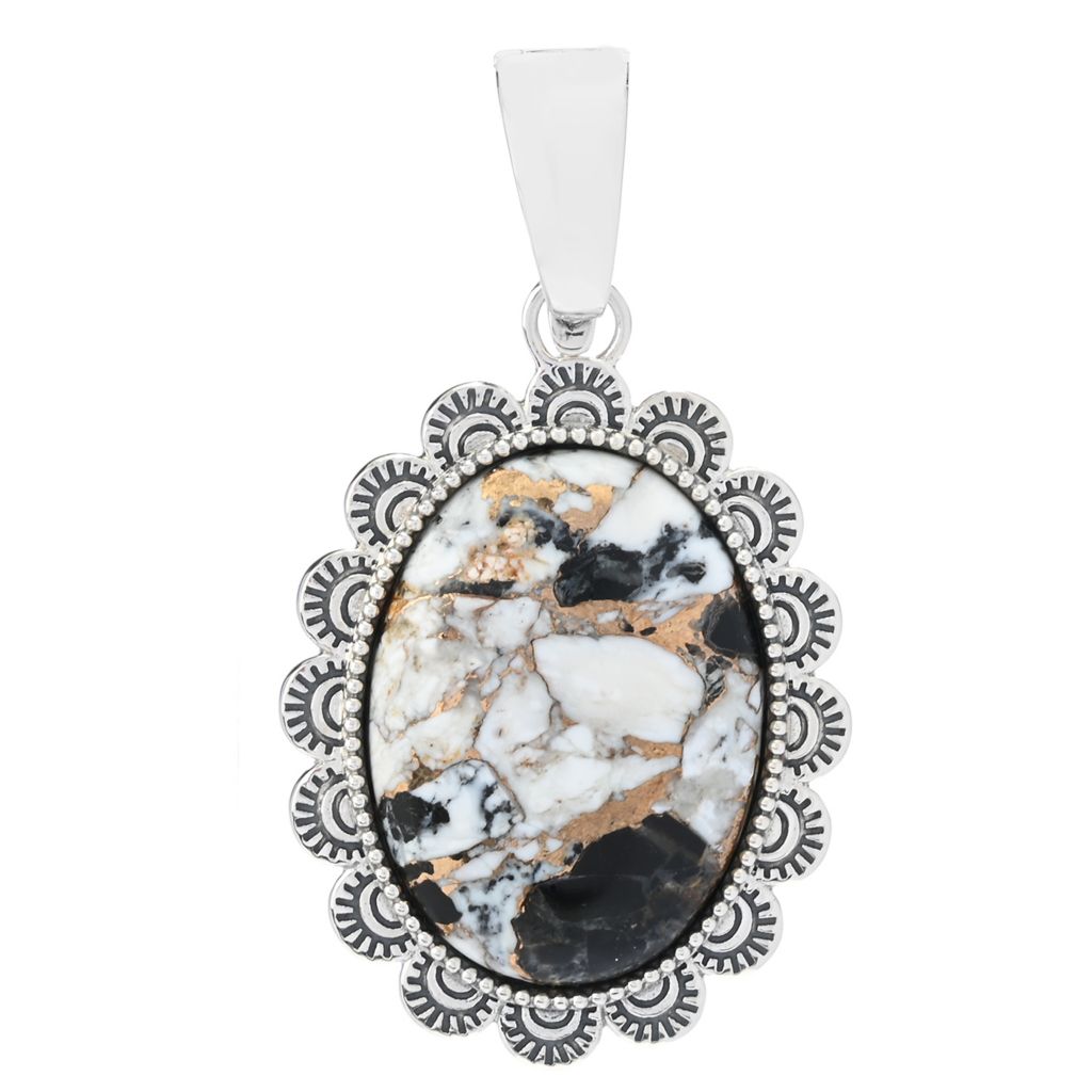 Southwest Elements Sterling Silver White Buffalo & Bronze Enhancer Pendant by Steals
