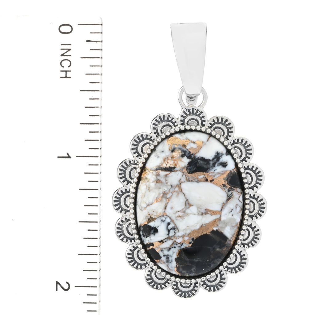 Southwest Elements Sterling Silver White Buffalo & Bronze Enhancer Pendant by Steals